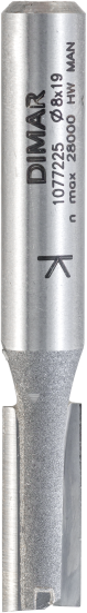 Фреза Dimar 1077225 пазовая врезная D8x19 L57 Z2+1 хвостовик 8 (L1-57 мм, L2-19 мм, D1-8 мм, D2-8 мм)