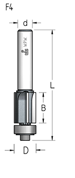 Фреза WPW F481902 D19 B51 Z4 обгонная для твердых материалов нижний подшипник хвостовик 12