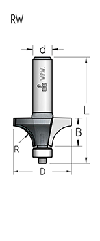 Фреза WPW RW19002 радиусная R19 D50,8 B25 подшипник хвостовик 12 (L1-78 мм, L2-25 мм, D1-50.8 мм, D2-12 мм)
