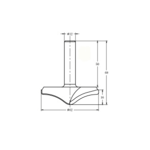 Фреза алмазная филёночная TD-062 D=62x16x69 S=12 Rotis 626212.01 (L1-69 мм, L2-16 мм, D1-62 мм, D2-12 мм)