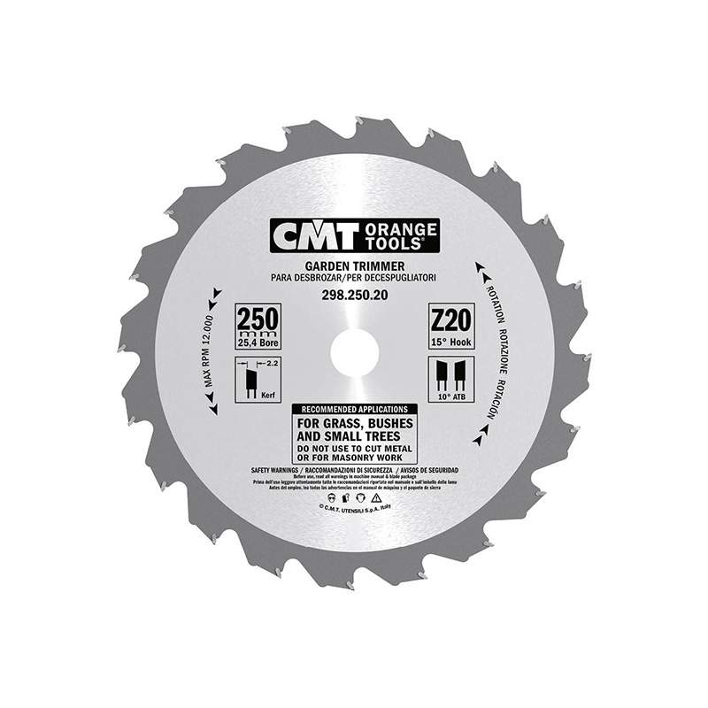 Диск пильный 250x25,4x2,2/1,4 15° 10° ATB Z=20 CMT 298.250.20