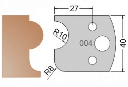 Нож Dimar 3300440 МУЛЬТИСИСТЕМА HSS галтель R8 полуштап R10 40x20x4
