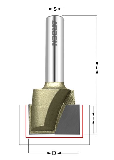 Фреза для выравнивания дна D=30x11.9x60 S=12 ARDEN 214241 (L1-60 мм, L2-11.9 мм, D1-30 мм, D2-12 мм)