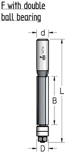 Фреза WPW F261282 D12,7 B38 Z2 обгонная длинная нижний подшипник хвостовик 12 (L1-103 мм, L2-38 мм, D1-12.7 мм, D2-12 мм)