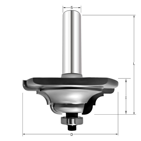 Фреза профильная "Тройное скругление 2" D=57.1x19x74 S=12 PROCUT 742.325719 (L1-74 мм, L2-19 мм, D1-57.1 мм, D2-12 мм)