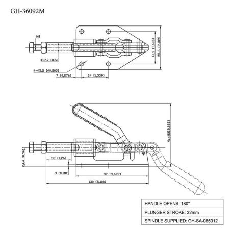 Зажим шатунный с прямым ходом GH-36092M, усилие 181 кг, ход 32 мм Woodwork