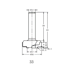 Фреза алмазная филёночная TD-081 D=34x10x63 S=12 Rotis 813412.01