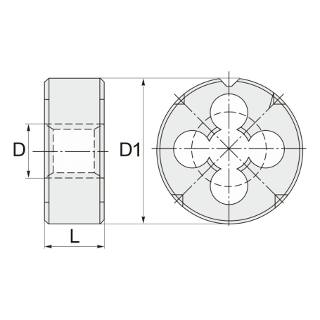 Плашка круглая для метрической резьбы M6X1.0 (Р6М5) RODMIX 1671060010