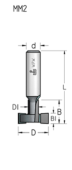 Фреза WPW MM35222 Т паз европанель D35 B22,2 хвостовик 12 (L1-65 мм, L2-22.2 мм, D1-35 мм, D2-12 мм)