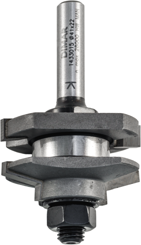 Фреза комплект Dimar 1433015 ФАСАД кантри  D41x22 L70 подшипник, хвостовик 8 (L1-70 мм, L2-22 мм, D1-41 мм, D2-8 мм)