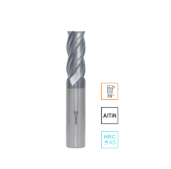 Концевая фреза с плоским торцом 4 зуба, HRC 45, AlTiN, удлиненная 4х20х100 RODMIX 5040201007