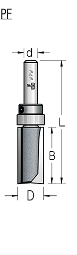Фреза WPW PF51273 D12,7 B32 Z2 копир верхний подшипник хвостовик 6 (L1-70 мм, L2-32 мм, D1-12.7 мм, D2-6 мм)