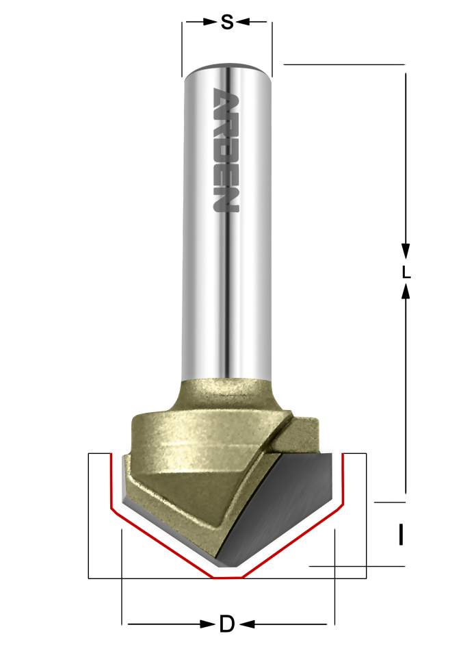 Фреза пазовая для Alucobond 120° D=12.7x12.7x46 (d1=2.29. i1=3.78) S=8 ARDEN 200821A