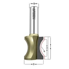 Фреза профильная "Углублённый шар" Z=2 R=4.76  D=25.4x30x70 i1=22.2 S=12 ARDEN 329241