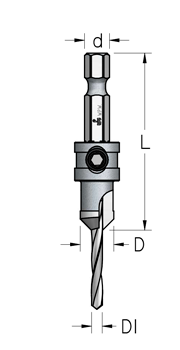 Зенковка оправка WP HS02504S HSS коническая D9,5 сверло 2,5 универсальная спираль S хвостовик HEX1/4