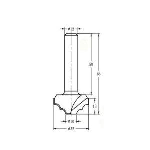 Фреза алмазная филёночная TD-112 D=32x13x65 S=12 Rotis 1123212.01 (L1-65 мм, L2-13 мм, D1-32 мм, D2-12 мм)