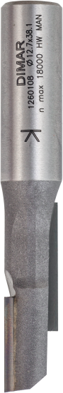 Фреза Dimar 1260109 пазовая кукуруза D12,7x38,1 L79,4 Z1+1 хвостовик 12 (L1-79.4 мм, L2-38.1 мм, D1-12.7 мм, D2-12 мм)
