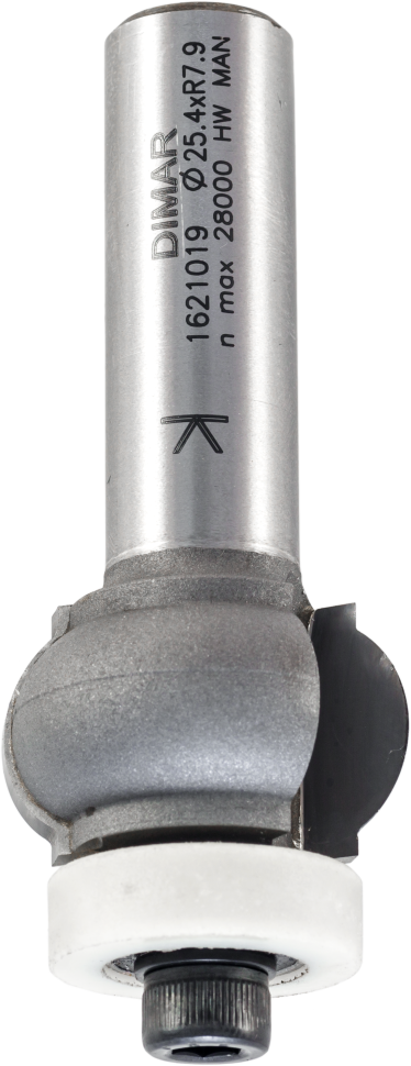 Фреза Dimar 1621019 фаска радиус R7,9мм D25,4x16 L67 подшипник пластик, хвостовик 12