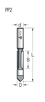 Фреза WPW PP21272 для монтажных отверстий D12,7 B30 Z2 хвостовик 12 (L1-89 мм, L2-30 мм, D1-12.7 мм, D2-12 мм)