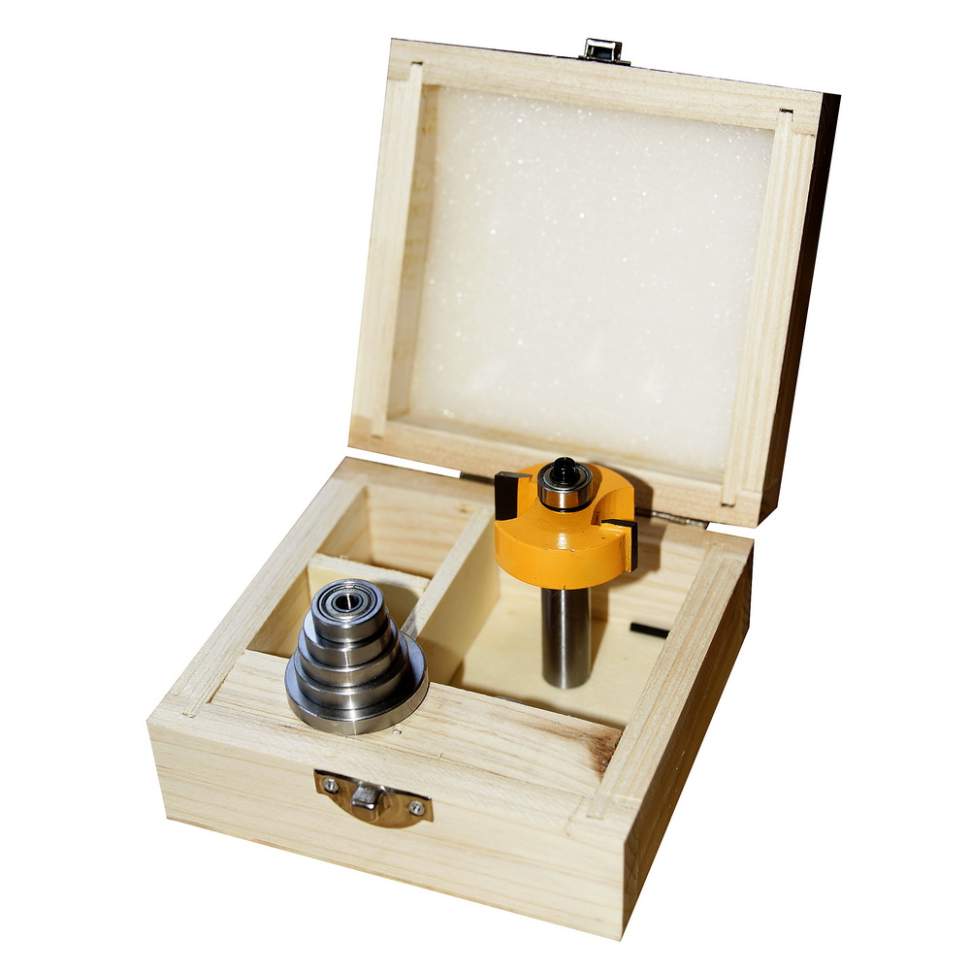 Набор фрез кромочных фальцевых, 6  подшипников, хвостовик 12 мм Энкор 46329 (L1-64 мм, L2-13 мм, D1-38.1 мм, D2- мм)