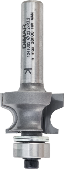 Фреза Dimar 1241085 катушка спинка кровати R3,2 D22,2x14,3 L57 подшипник, хвостовик 8 (L1-57 мм, L2-14.3 мм, D1-22.2 мм, D2-8 мм)