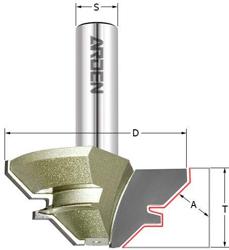 Фреза угловое сращивание 90гр. (9.5-19мм) Z=2 D=50.8x22.2x62 S=12 ARDEN 603225