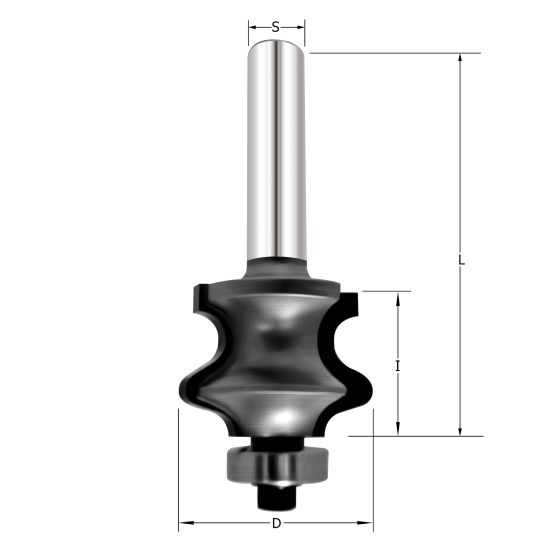 Фреза молдинговая 2 D=25.4x19x61.5 S=8 PROCUT 761.212519 (L1-61.5 мм, L2-19 мм, D1-25.4 мм, D2-8 мм)
