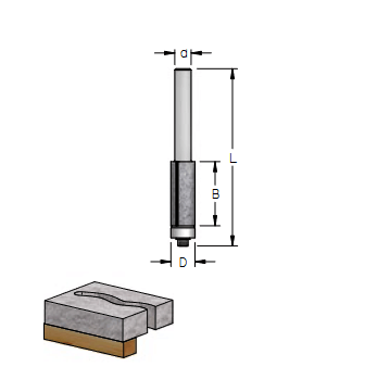 Фреза WPW FG40953/427 обгонная осажденный алмаз D9,5 B25 для стекловолокна, стекла, карбона хвостовик 6 (L1-67 мм, L2- мм, D1-25 мм, D2-6 мм)