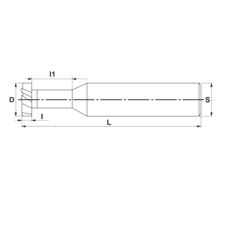 Фреза T-образная 12х3 по металлу DJTOL GT4-12x3 (L1-60 мм, L2-3 мм, D1-12 мм, D2-12 мм)