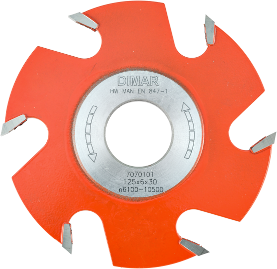 Фреза насадная Dimar 7070101 паз 6x32мм D125 Z6 посадка 30 (L1- мм, L2-6 мм, D1-125 мм, D2-30 мм)