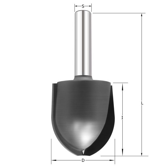 Фреза плинтус R19 D=28.6x31.8x66 S=8 PROCUT 801.312831 (L1-66 мм, L2-31.8 мм, D1-28.6 мм, D2-8 мм)