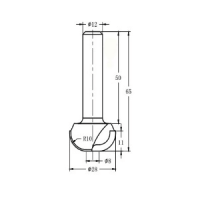 Фреза алмазная филёночная TD-141 R=10 D=28x11x65 S=12 Rotis 1412812.01