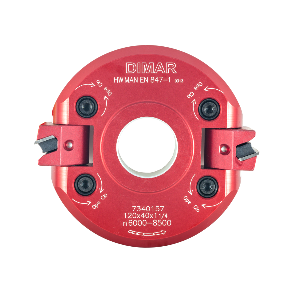 Фреза насадная Dimar 7340151 фаска угловая установки 7,5 гр D120x40 Z2 диапазон -45,0º to +45,0º сменные ножи посадка 30 (L1- мм, L2-40 мм, D1-120 мм, D2-30 мм)