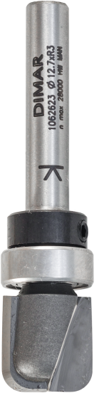 Фреза Dimar 1062623 плоское дно по шаблону D12,7x12,7 L54 подшипник, хвостовик 6 (L1-54 мм, L2-12.7 мм, D1-12.7 мм, D2-6 мм)