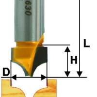 Фреза пазовая фасонная ф22,2х15мм R9,5мм хв 12мм Энкор 10631