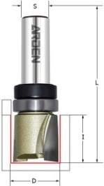 Фреза для выборки паза под петли D=19x19x60 S=12 ARDEN 109208B