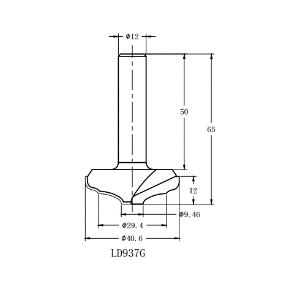 Фреза алмазная филёночная TD-161 D=40x12x65 S=12 Rotis 1614012.01 (L1-65 мм, L2-12 мм, D1-40 мм, D2-12 мм)