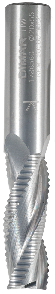 Фреза Dimar 1786560 спиральная Z3 стружколом кукуруза D20x55 L120 стружка ВВЕРХ хвостовик 20 нано сплав