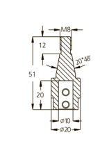 Патрон WPW TM08106R  присадочный правый для BILEK D20 L51