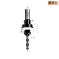 Сверло с зенкером и ограничителем 45°HW Z2  S=10  D=5/16 RH CMT 521.516.11A