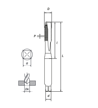 Метчик  маш/руч M3X0.5 DIN371 с покрытием TIN сквозной (HSS) RODMIX 1602030050