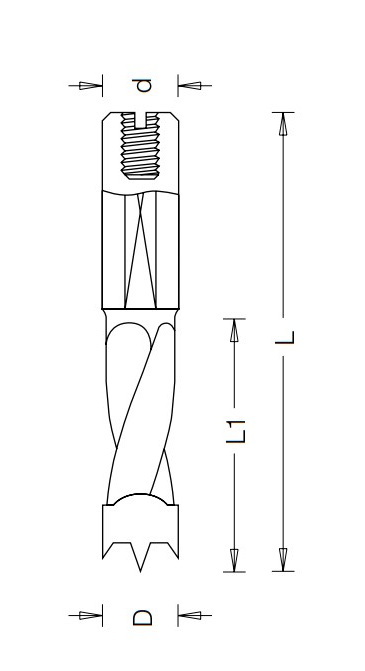 Сверло Dimar 5580077 глухое правое D10,5x27 L57,5 хвостовик 10x27 присадка