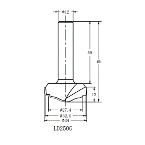 Фреза алмазная филёночная TD-173 D=34x12x65 S=12 Rotis 1633512.01 (L1-65 мм, L2-12 мм, D1-34 мм, D2-12 мм)