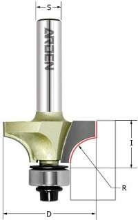 Фреза радиусная кромочная  (нижн. подш.) Z=2 R=5 D=22.7x9.5 S=8 ARDEN 301825