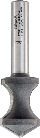 Фреза Dimar 1240519 катушка врезная R12,7 D28,5x40 L92 подшипник, хвостовик 12 (L1-92 мм, L2-40 мм, D1-28.5 мм, D2-12 мм)