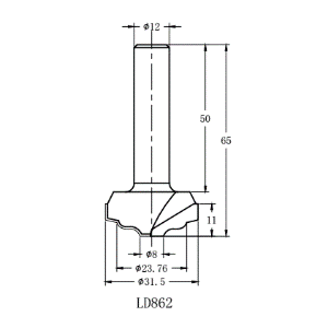 Фреза алмазная филёночная TD-191 D=32x11x65 S=12 Rotis 1913112.01 (L1-65 мм, L2-11 мм, D1-32 мм, D2-12 мм)