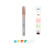 Метчик  маш/руч M6X1.0 DIN371 с покрытием TIN сквозной (HSS) RODMIX 1602060100