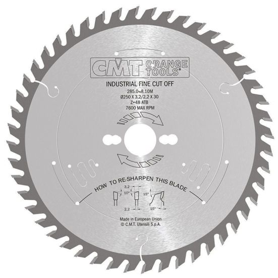 Диск пильный 250x35x3,2/2,2 10° 15° ATB Z=60 CMT 285.060.10R