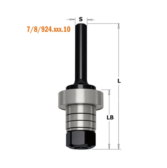 Державка для фрезы пазовой (подш., гайка) S=8 CMT 924.080.10 (L1-61 мм, L2- мм, D1- мм, D2-8 мм)