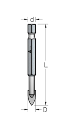 Сверло WP HMZ1304 для стекла и керамики D13 L105 хвостовик HEX1/4